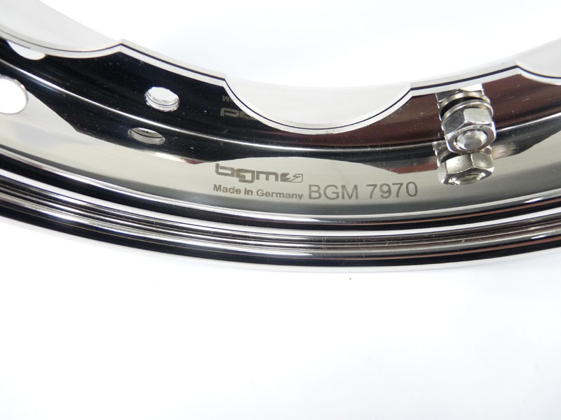 Lambretta wheel rim, polished Stainless Steel, Bgm Split Type